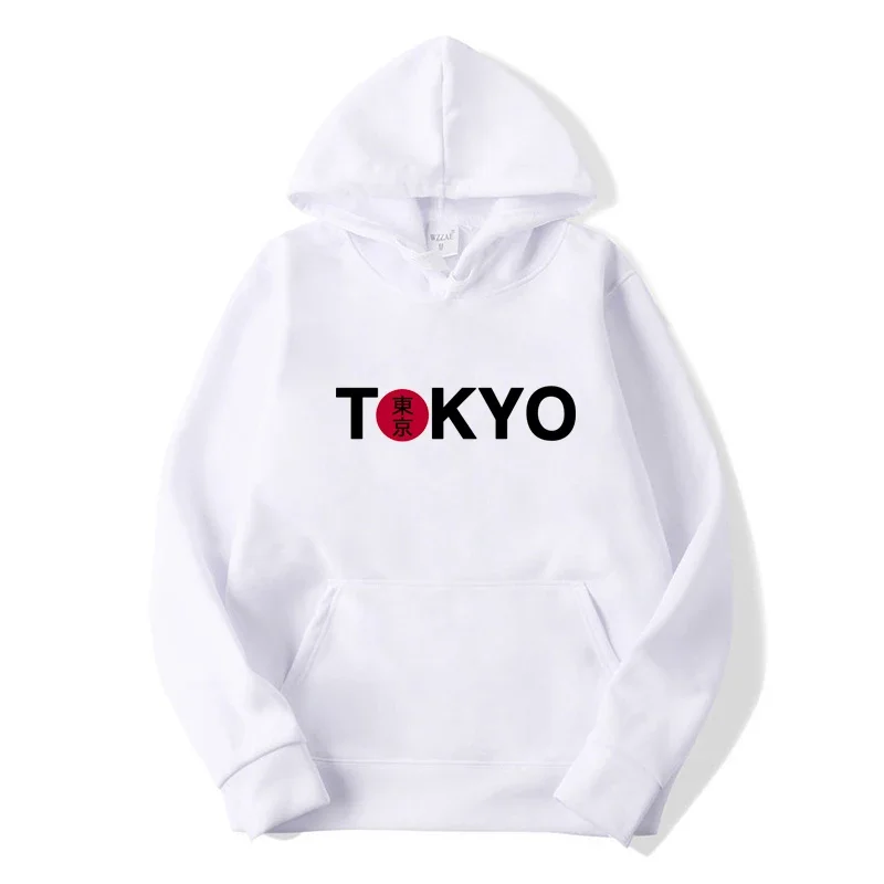 New Men's Tokyo City Printed Hooded Sweatshirts Autumn Winter Long Sleeve Hoodies Street Hooded Wear