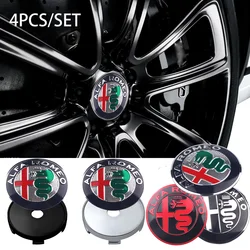 アルファロメオ,ジュリエッタ,56mm, 60mm, 4個用の車のホイールセンター,ステッカー,装飾アクセサリーのセット