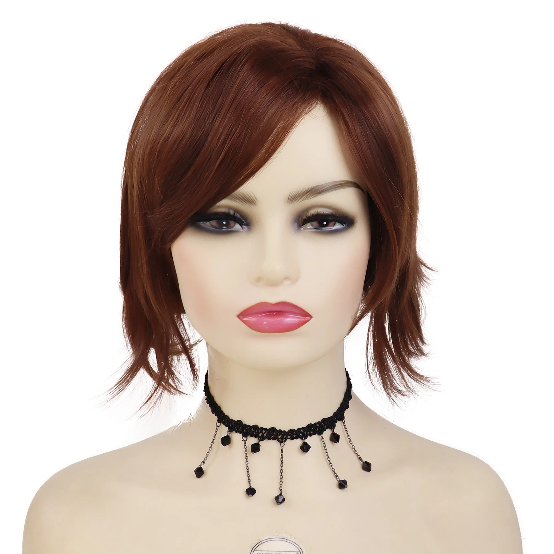 Auburn Wigs for Women Synthetic Fiber Cosplay Wig Short Bob Haircuts Mommy Wig Gifts Daily Use Red Brown Color Halloween Wig
