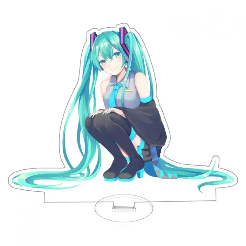 12cm Hatsune Miku akrylowy stojak Anime peryferyjne urocze kreskówki ozdoby na biurko japońskie Kawaii prezenty urodzinowe dla przyjaciół towary