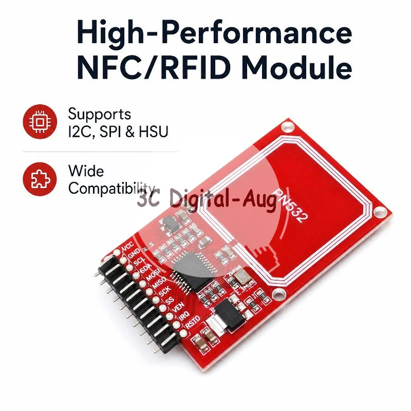 PN532 NFC RFID Read Write CV3 Module Built-in Antenna I2C SPI HSU Compatible for DIY Smart Home Project Card Copy Work