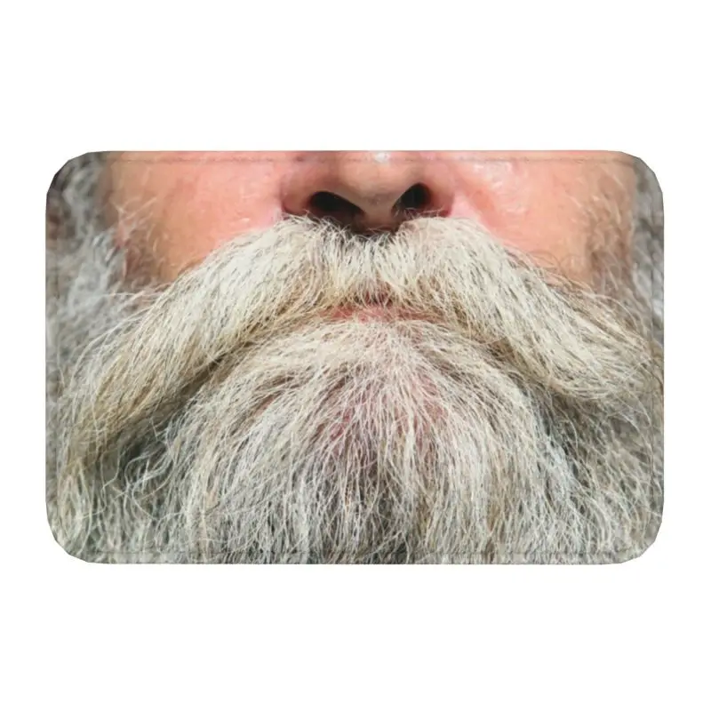 Funny Gray Long Beard Front Floor Door Entrance Mats Indoor Moustache Facial Hair Bathroom Kitchen Doormat Garage Carpet Rug