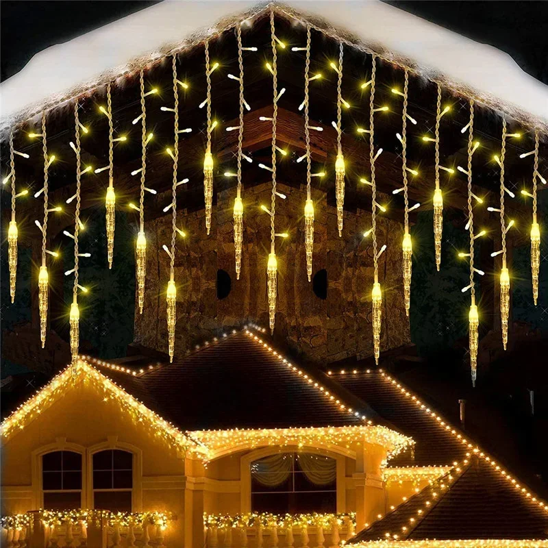 Winter festoon LED luz cortina, rua guirlanda, guirlandas de gelo para o ano novo, decorações de Natal, 0.3m, 0.4m, 0.5m, 2023