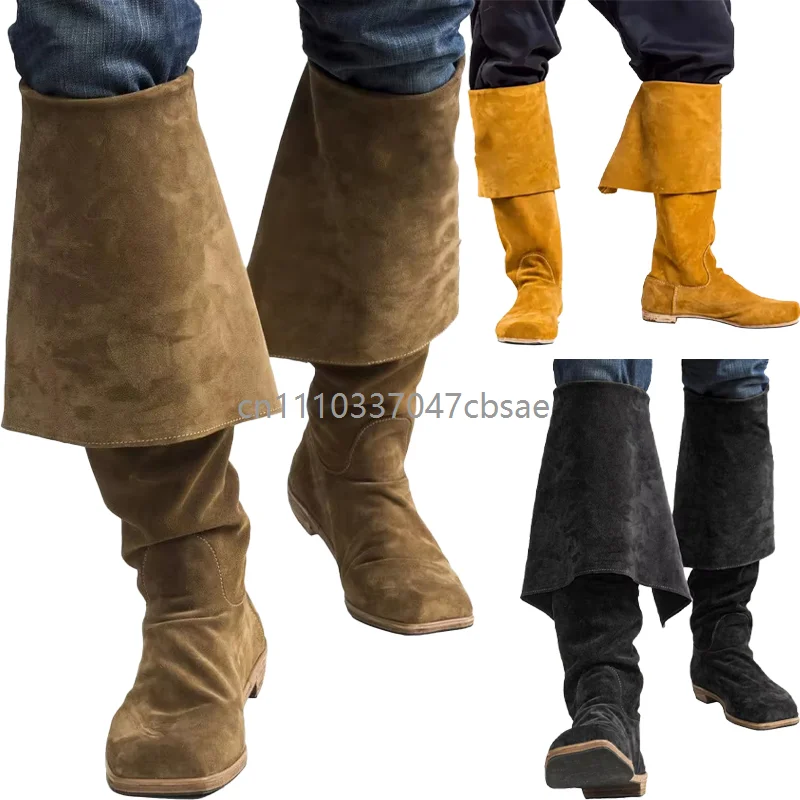 

Men Fake Suede Knee High Windproof Shoes Retro Pirates Movie Captain Shoes Boots Rnaissance Medieval Cosplay Long Shoess Boot
