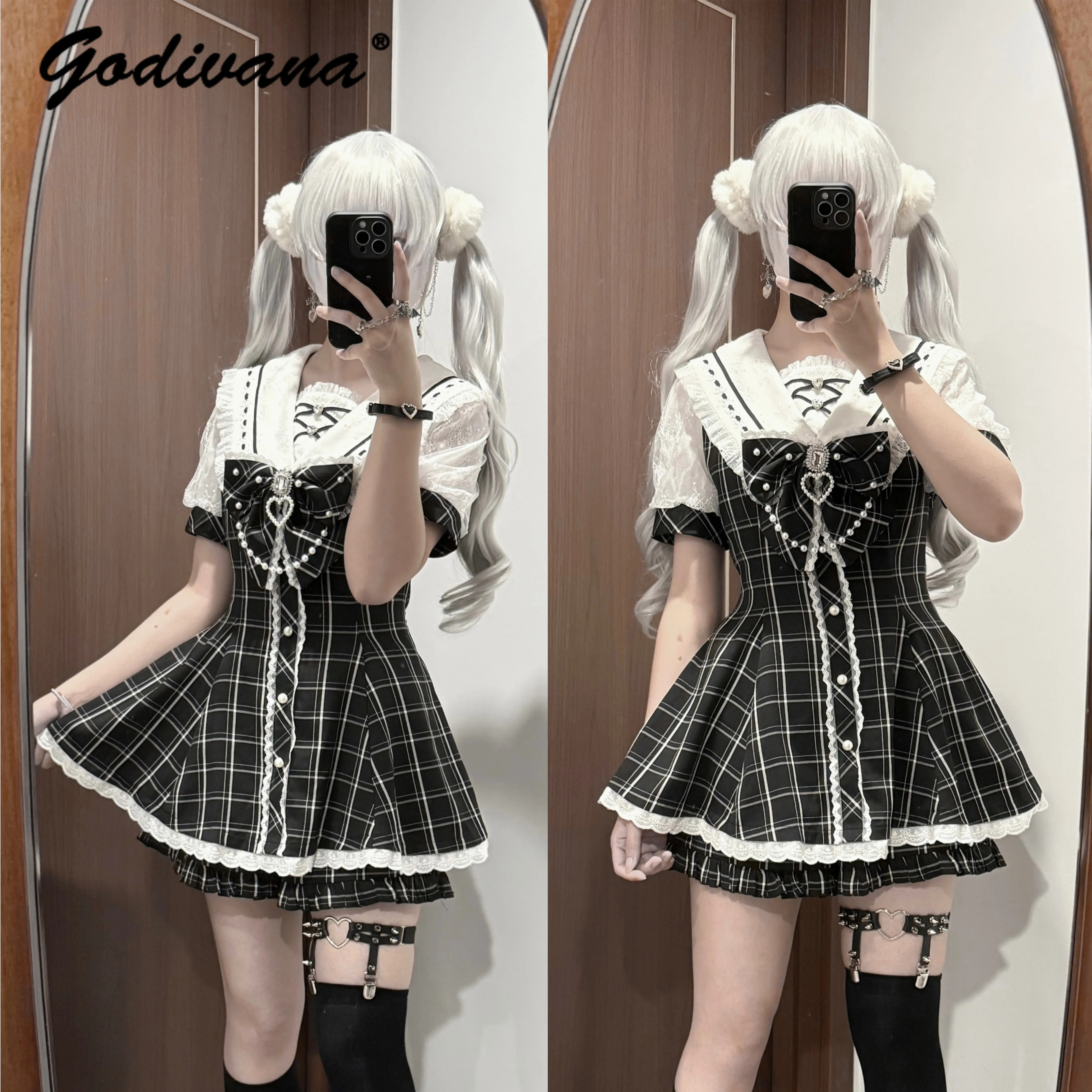 Original Japanese Mine Mass-ผลิตLolitaชุดฤดูร้อนใหม่หวานสตรีกะลาสีคอปกแขนสั้นชุดด้านบนและกางเกงขาสั้นชุด