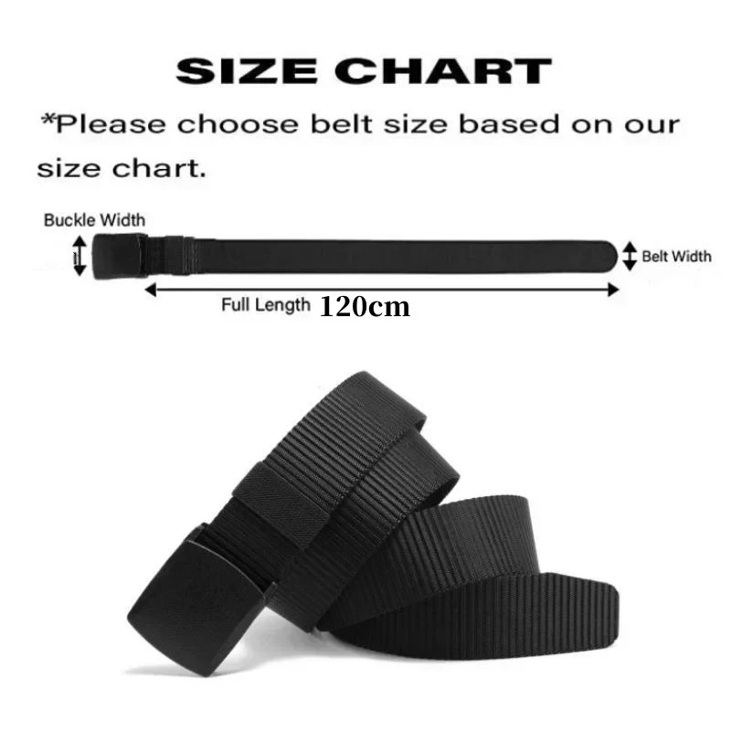2Pcs Men Tactical Nylon Belt, Automatic Quick Release Buckle Canvas Webbing Belt Multifunctional Outdoor Hunting Waist Strap image 4