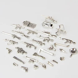 Swat Military Mini Action Figure Accessory Chrome Gold Weapon Rifle Gun Knife Parts Building Block