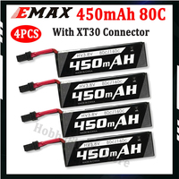 4PCS EMAX 450mAh 1S 3.8V 80C HV Lipo Battery With PH2.0 Plug for Tinyhawk II Race Indoor FPV Racing Drone