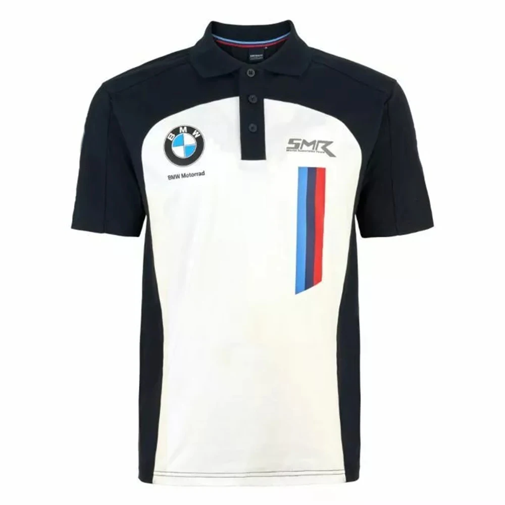 Polo da uomo in maglia abbottonata a maniche corte con abbigliamento sportivo Caltop Polo ufficiale della squadra BMW Motorrad WSBK