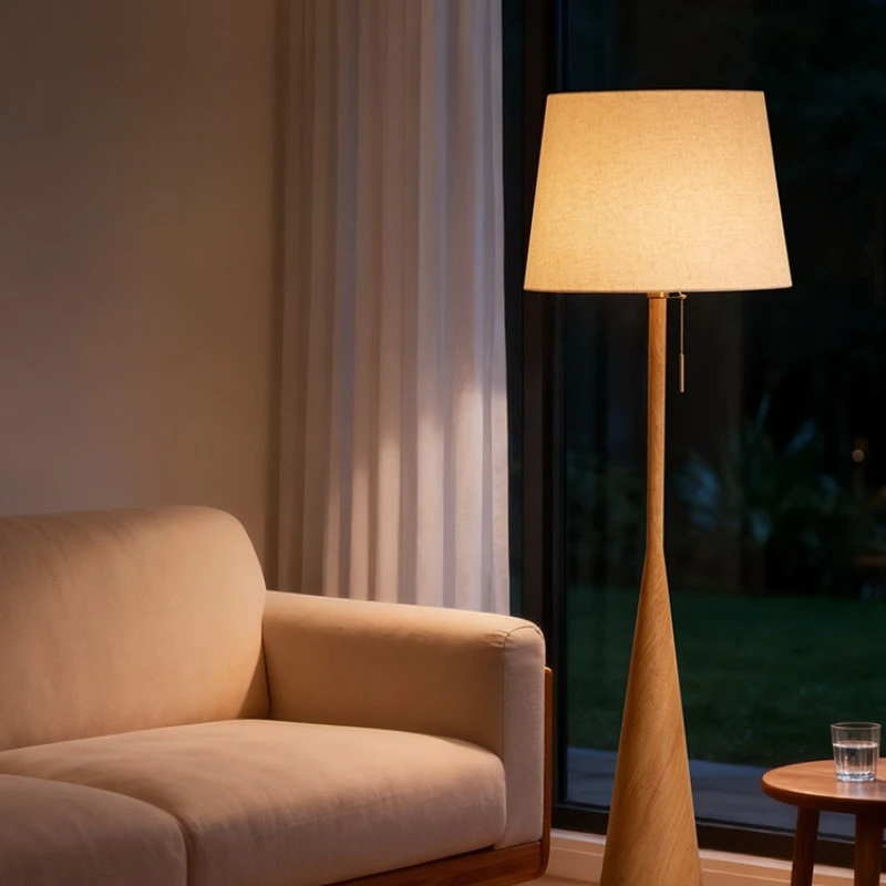 

Log wind living room floor lamp next to sofa high-end light luxury atmosphere lamp