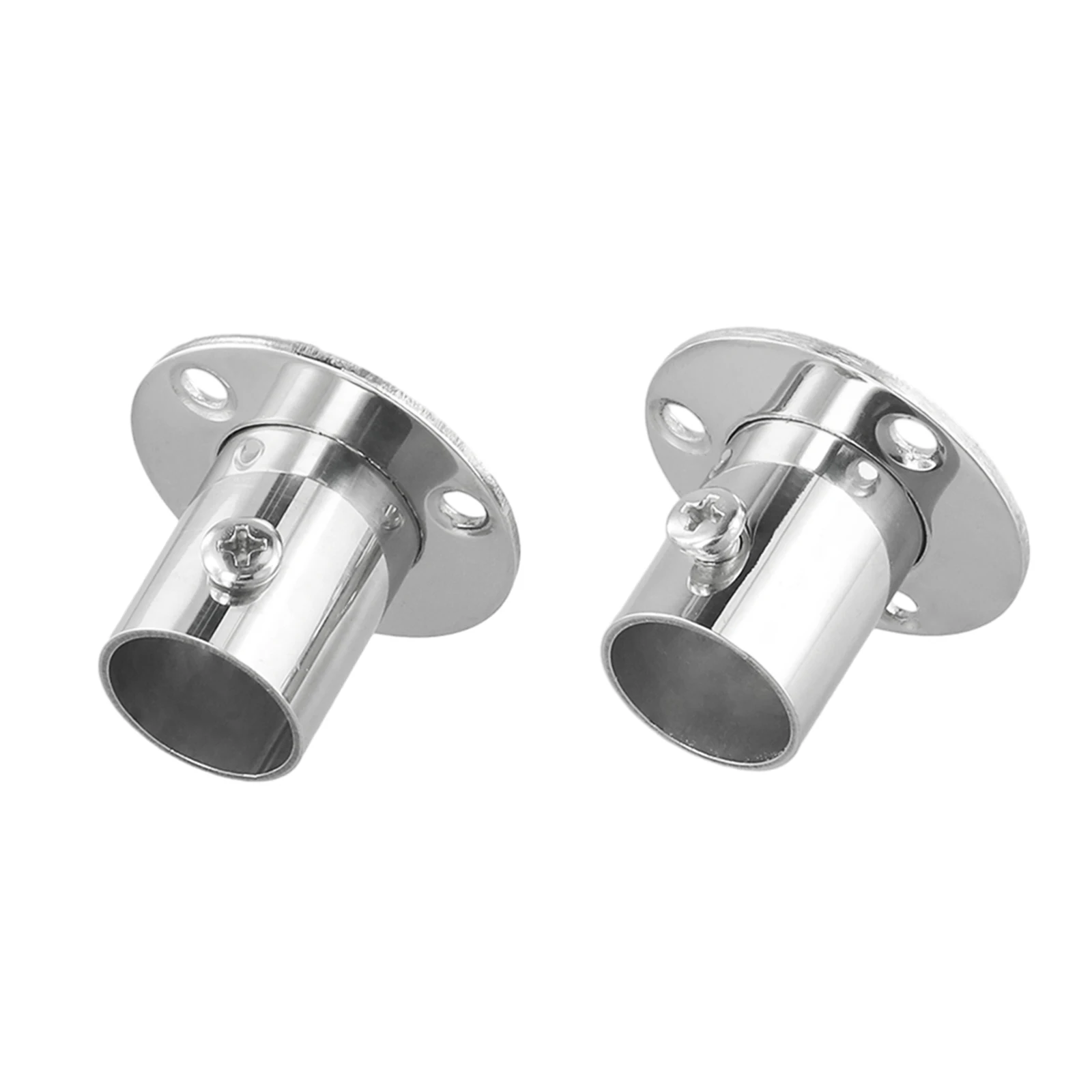 Stainless Steel Wardrobe Rail Socket End Support Bracket With Flange For 19mm 22mm 25mm 32mm Diameter Rods Bathroom Bedroom