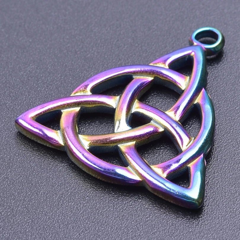 5pcs Stainless Steel Lucky Celtic Witch Knot Charms For Jewelry Making Retro Irregular Triangle Knot Pendant Jewelry Accessories