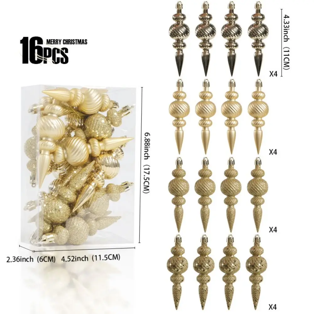 16 قطعة 16 قطعة/صندوق عيد الميلاد كرات معلقة مع حبل معلق مسحوق ذهبي شجرة عيد الميلاد زينة الحفلات على شكل خاص #6