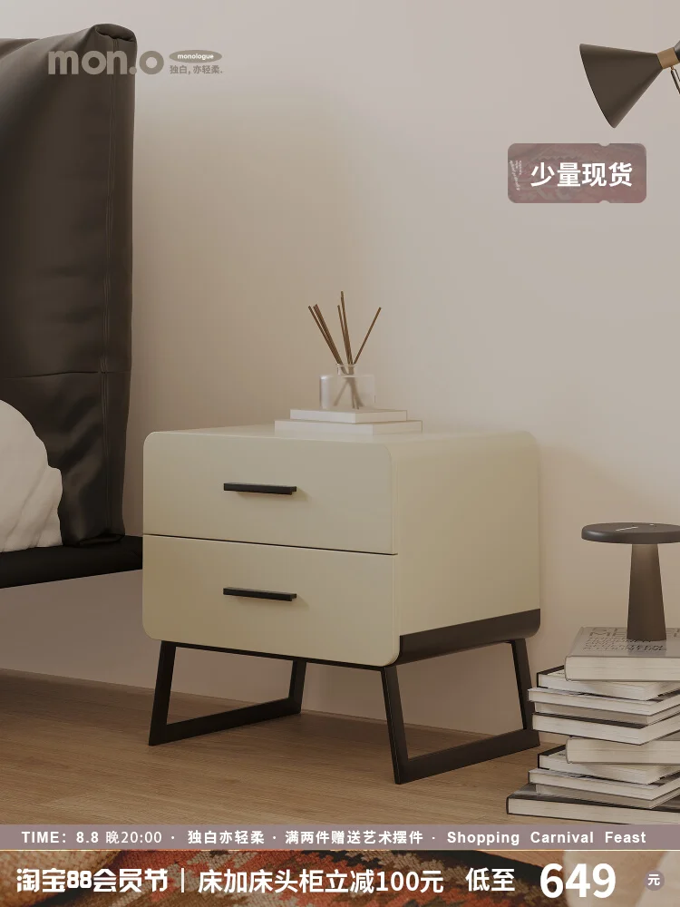 

Bedside cabinet is light, luxurious, and simple. Modern bedroom bedside storage cabinet. Designer Italian