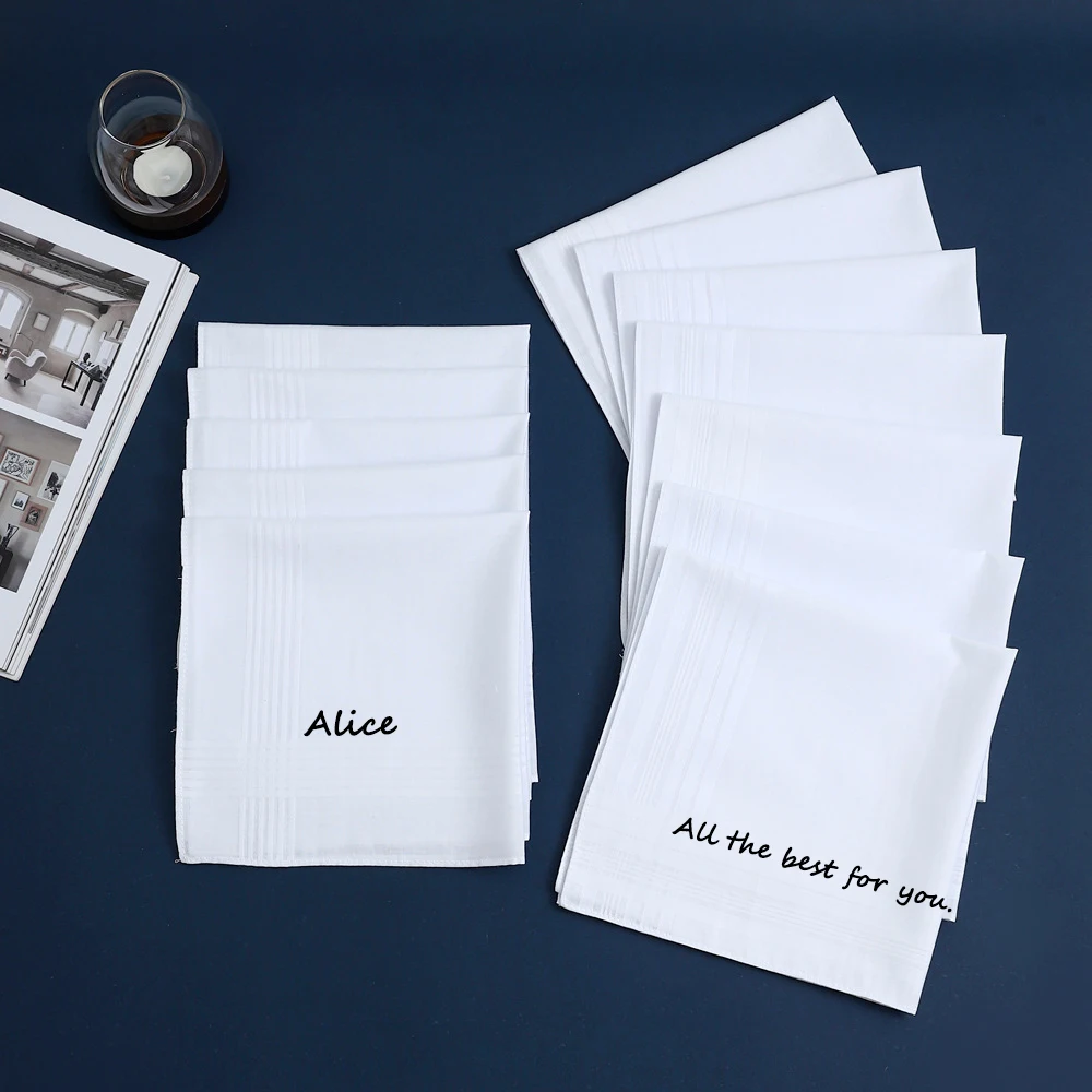 Personalized Custom Text Cotton Handkerchief for Men