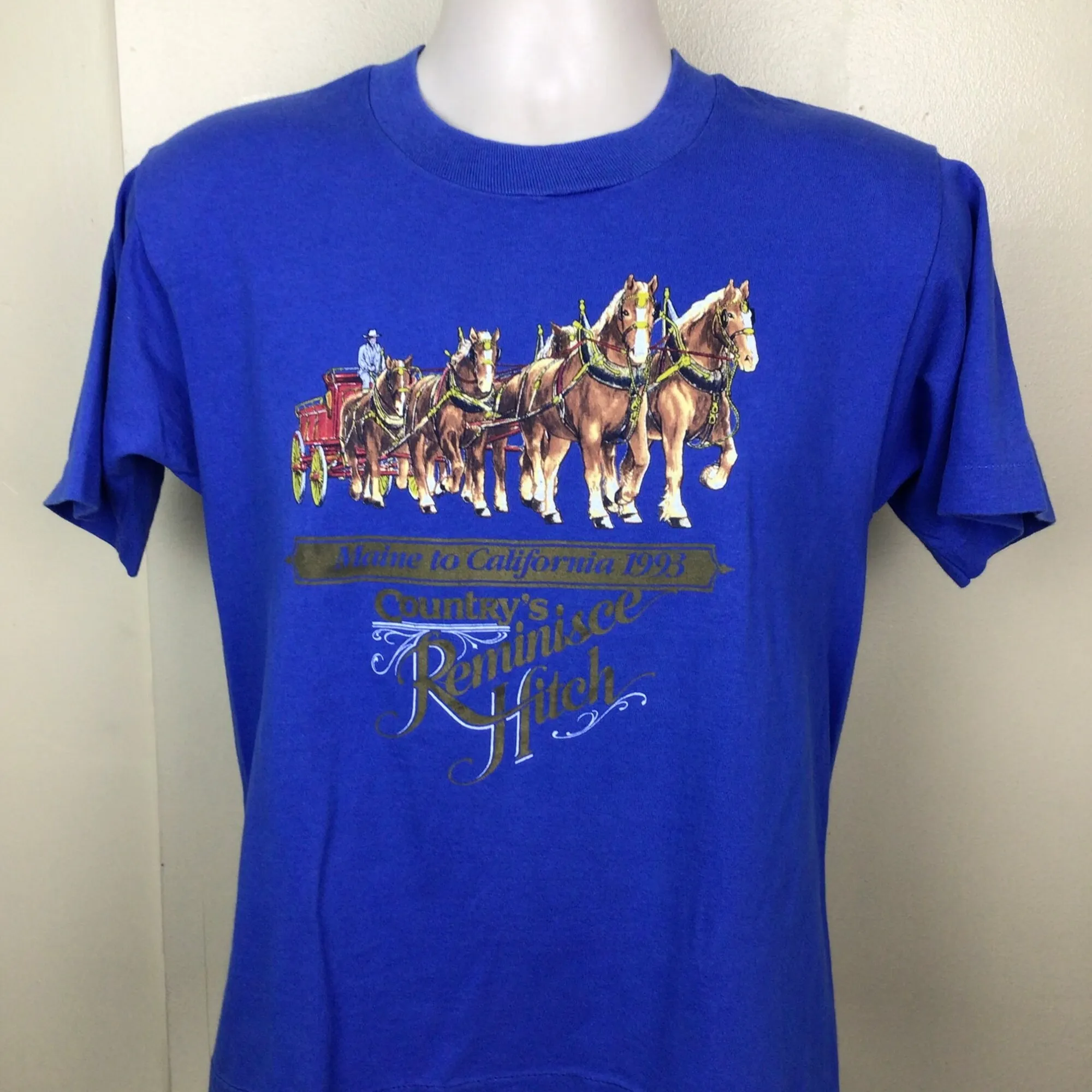 Vtg 1993 Country’s Reminisce Hitch TShirt Blue M 90s Horse Team