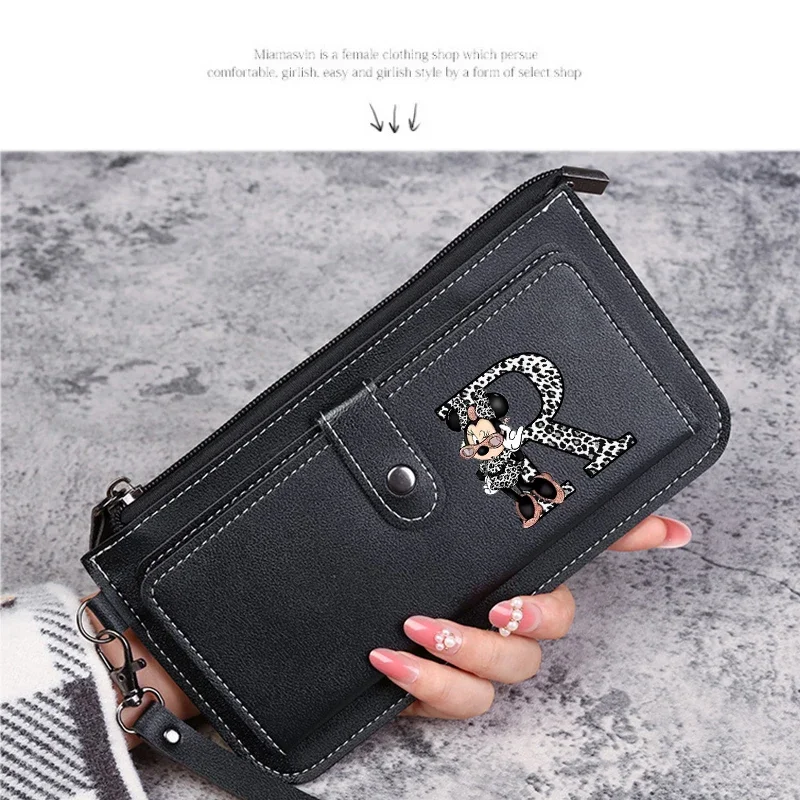 Disney Minnie Mouse Wallet for Women\'s PU Leather Coin Purse Woman High-capacity Wallets Girls Bags Fashion Accessories Gift