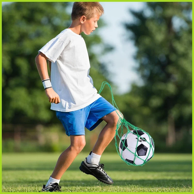 Juventude futebol auto trainer kick net bolso profissional esporte ao ar livre náilon net saco de basquete malha sólida bola de futebol carry bag