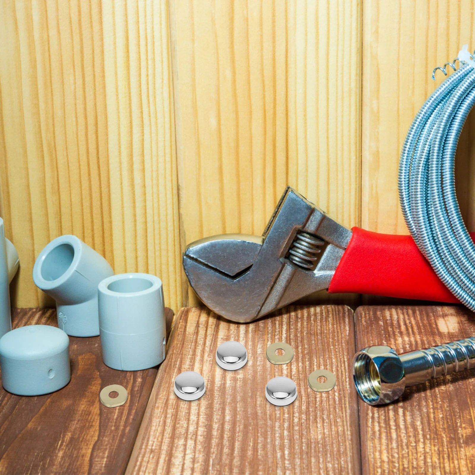 Juego de tapas de tornillos decorativas con arandela, cubierta roscada para puertas de muebles, ventanas, tapa de perno de expansión, Hardware de acabado suave, 1 Juego