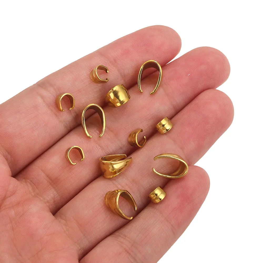 20pcs Stainless Steel Pendant Clip Connector Pinch Bail Clasp DIY Jewelry Making Gold Color Clasps Jewelry Findings Parts Bulk
