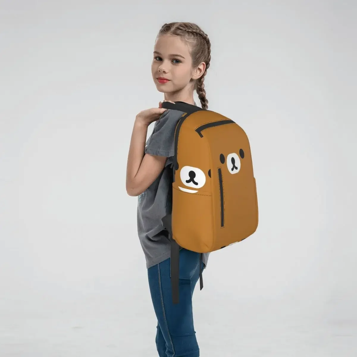 Rilakkuma Relax Bear Big Face Backpack Large Capacity Kids BookBag School Bag Shoulder Bags for Men Women