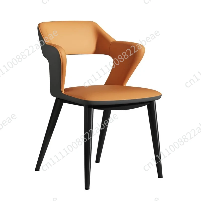 Italian Style Faux Leather Dining Chair,Minimalist Metal Frame Armchair for Living RoomComfortable Kitchen Table Seat Home Decor