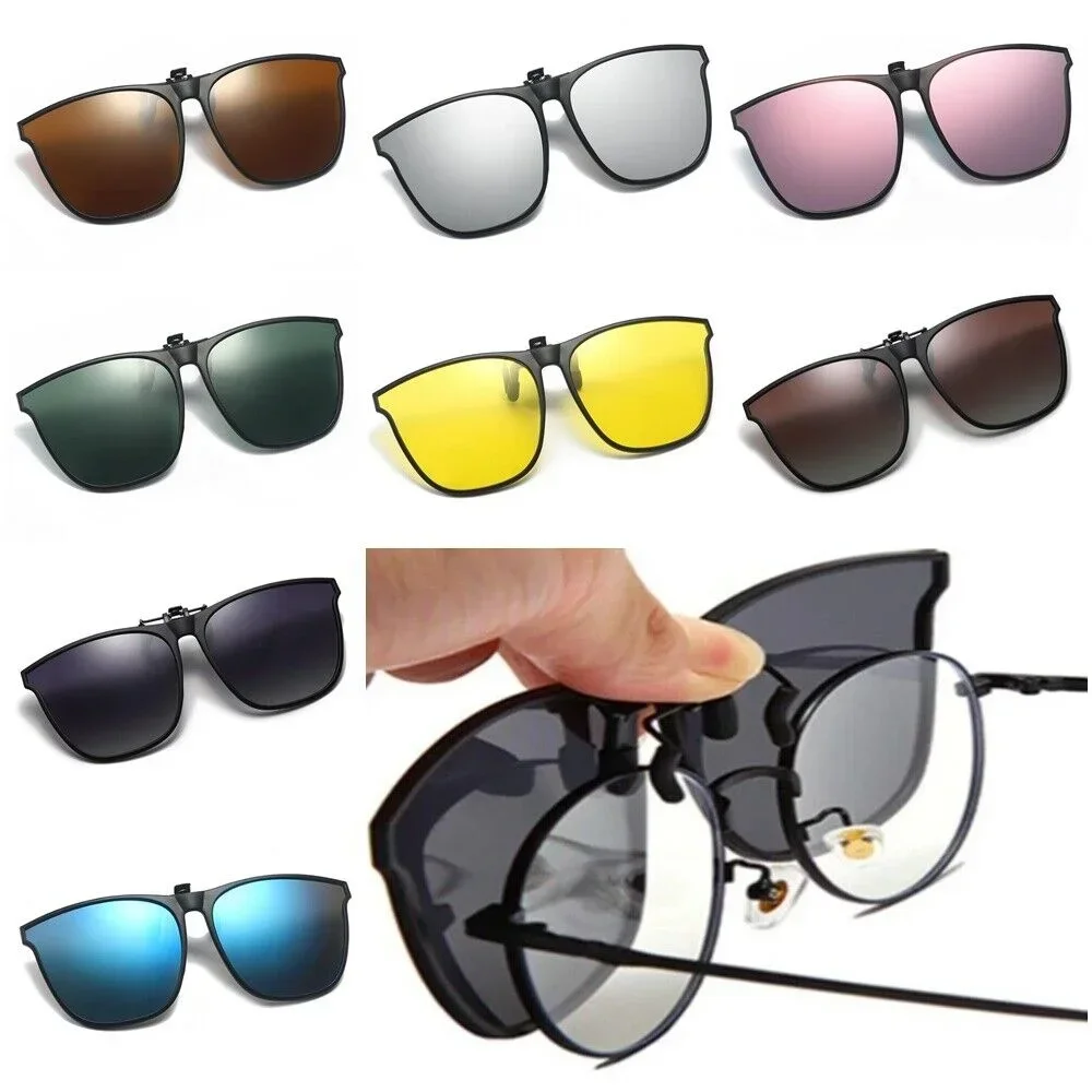 Unisex Polarized Cycling Clip On Sunglasses Men Flip Up Photochromic Sunglasses Mirror Blue Yellow Lens Driving Glasses Goggles