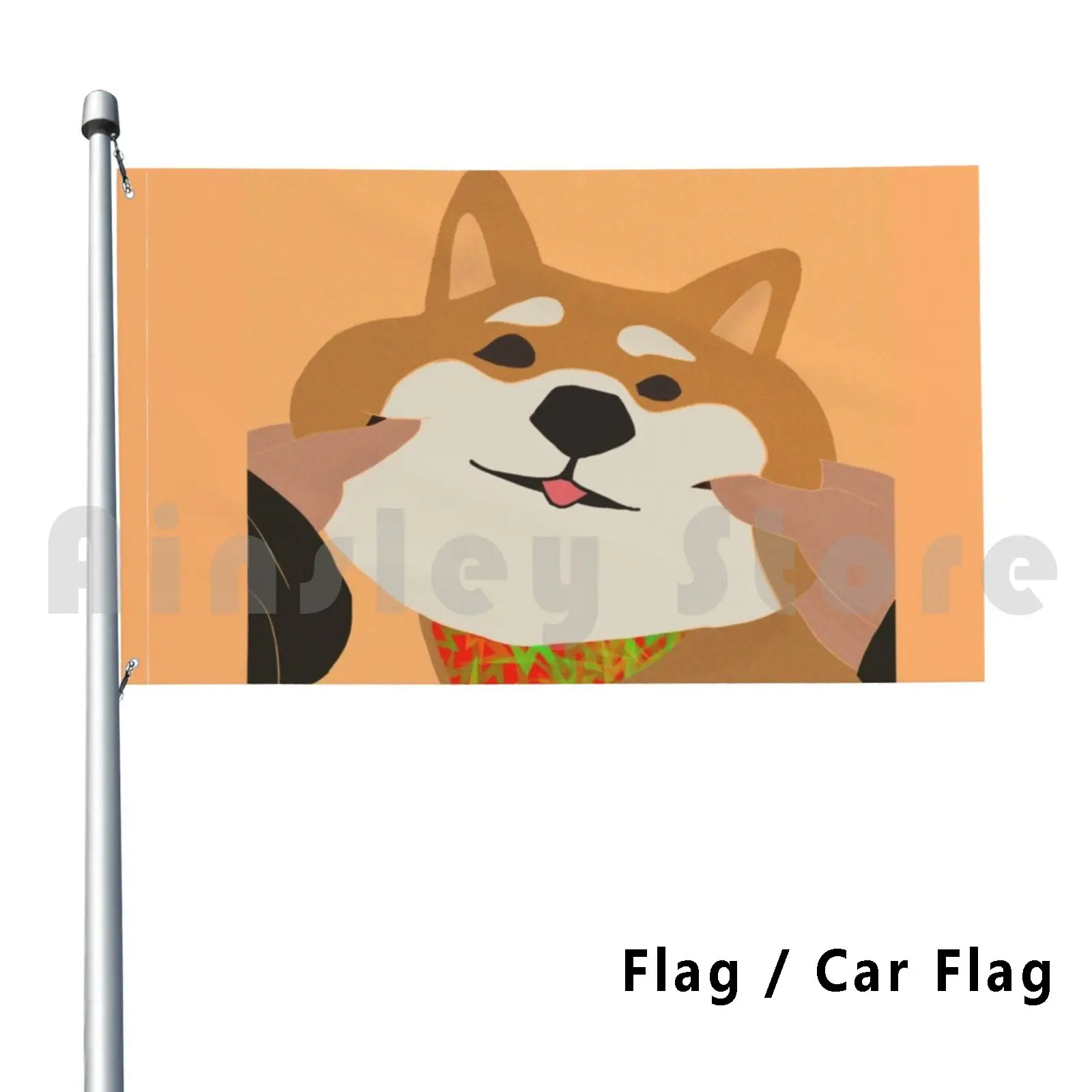 Cute Shiba Cheeks Squish Outdoor Decor Flag Car Flag Cute Shiba Cute Dog Simple Orange Squish Cheeks Adorable Kawaii