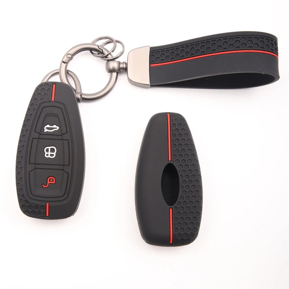 

Чехол для автомобильного ключа Ford ST Line Fiesta Focus Mondeo Ecosport Kuga Edge Escape, металлический силиконовый чехол-аксессуар для ключа-брелока