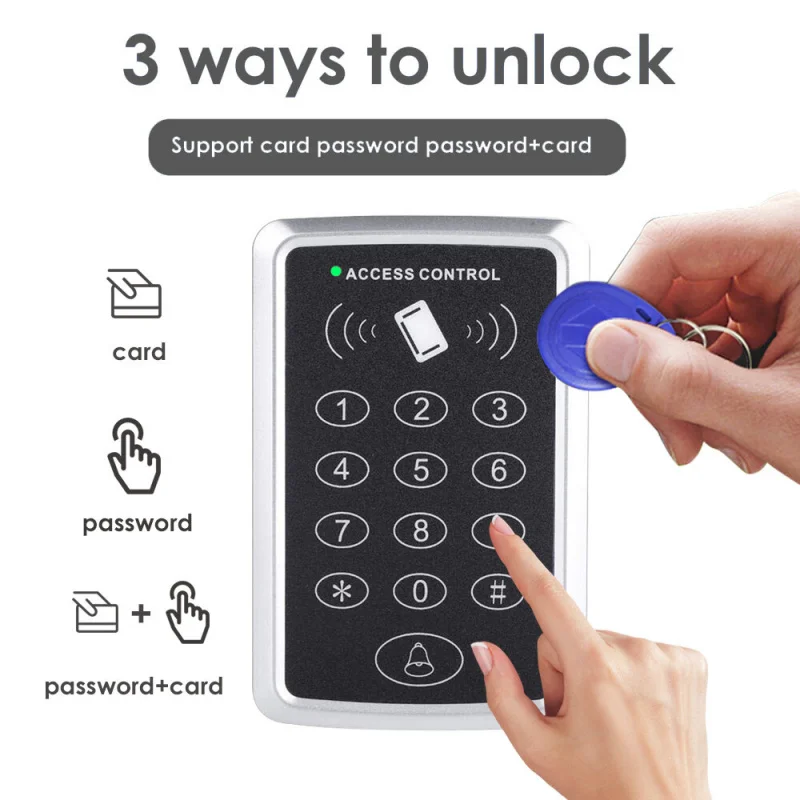 RFID Keypad Keyboard Access Control System 125Khz Waterproof Cover Outdoor Keyfobs Door Opener for Home Lock System