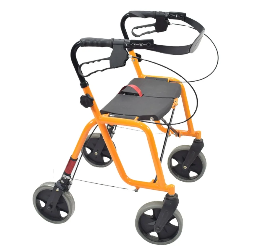 Aluminum Alloy Rollator Walker Aid Walker Chair  Dual Purpose Non-Slip Walker for the Elderly Disabled