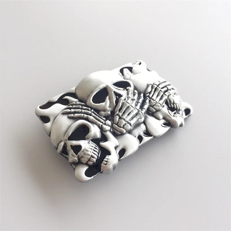 Vintage Style Enamel Flame Shy Skulls Rectangle Tattoo Belt Buckle also Stock in US Boucle de ceinture BUCKLE-CS041BK