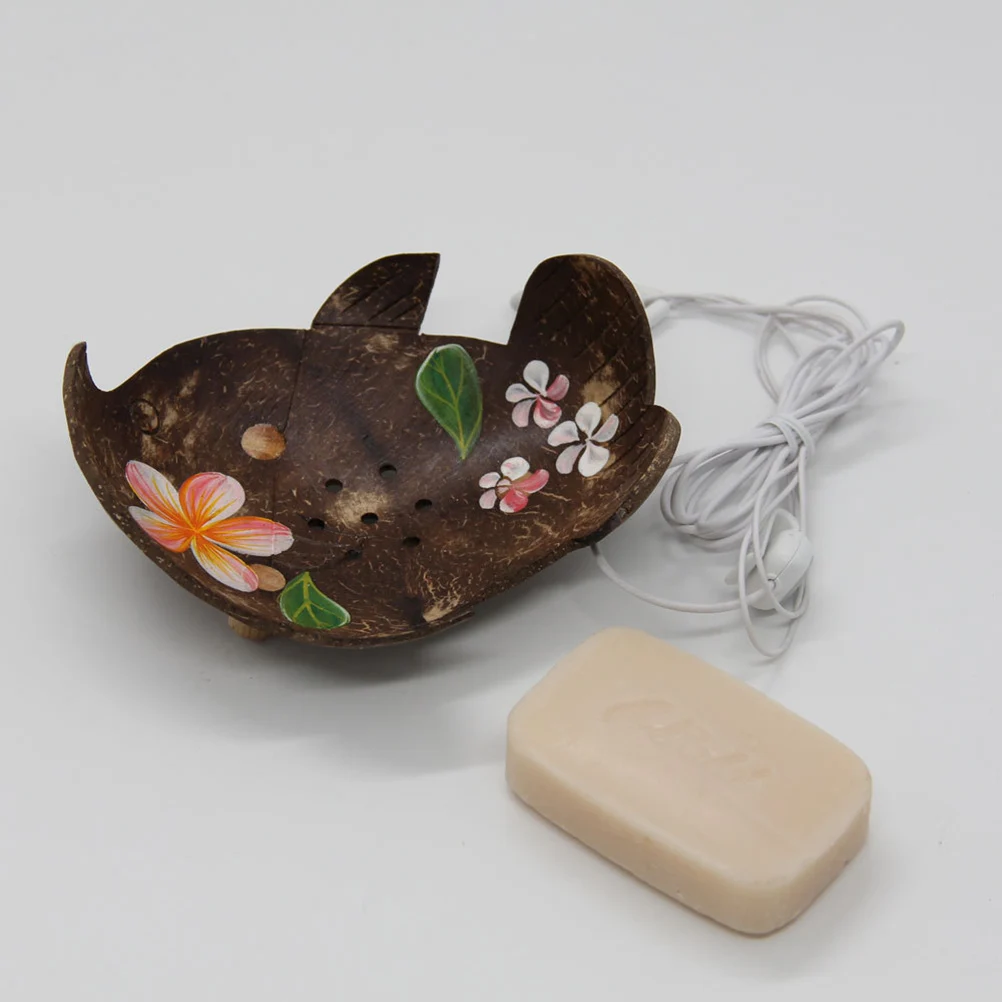 

Coconut Shell Soap Box Natural Hand Carved Drainable Soap Holder For Kitchen Bathroom Decorative Tray Multipurpose Plant Pot