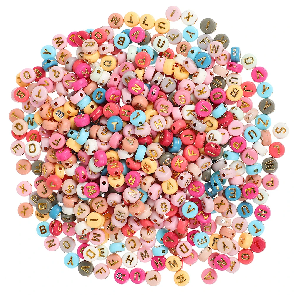 

1000pcs 26 Letters Beads 7mm Round Alphabet DIY Spacer Jewelry Making Supplies Random Color Mixed Plastic Accessories