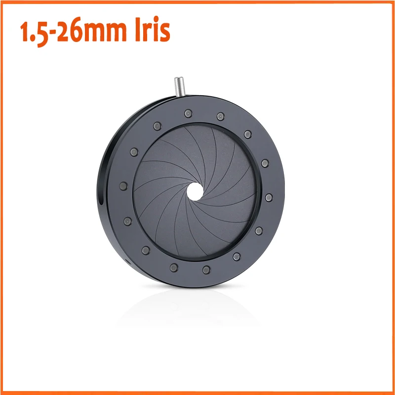 

1.5-26MM Zoom Optical Iris Diaphragm Aperture Condenser Light Regulator with 14 Blades for Digital Camera Microscope Adapter