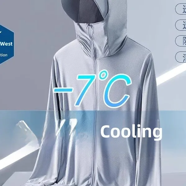 2025 New Men's Ice Silk Cool Feeling UPF50 Sun Protection Clothing Thin Breathable Fishing Clothing UV Protection Lightweight...