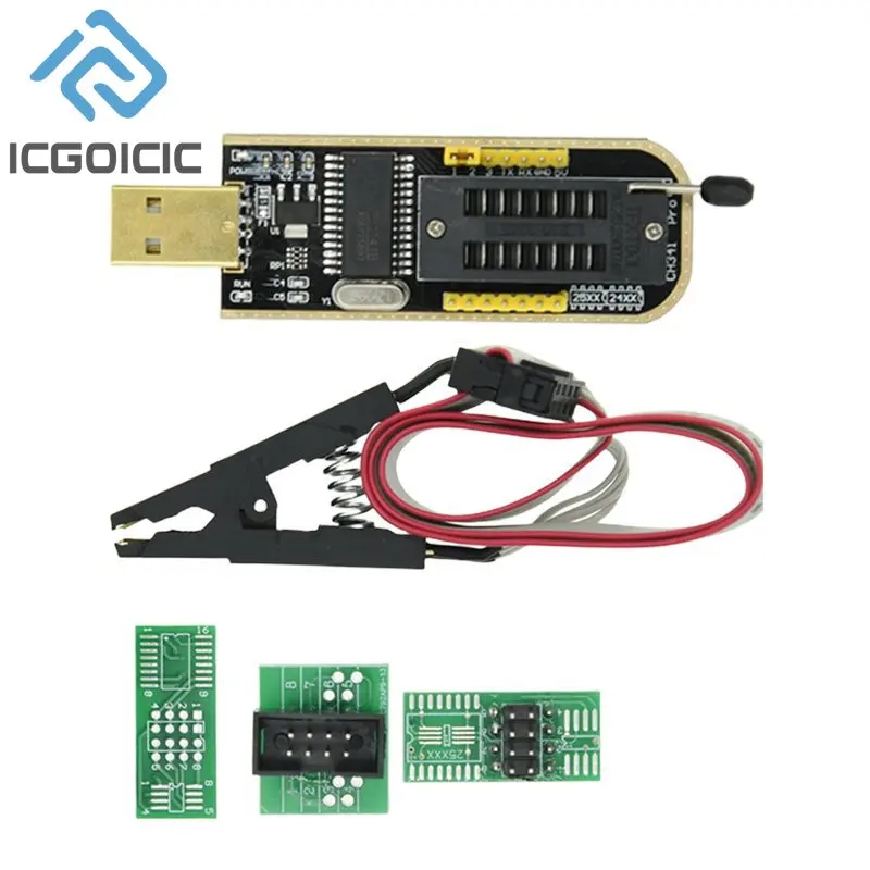 CH341A 24 25 Series EEPROM Flash BIOS USB Programmer Module + SOIC8 SOP8 Test Clip For EEPROM 93CXX / 25CXX / 24CXX