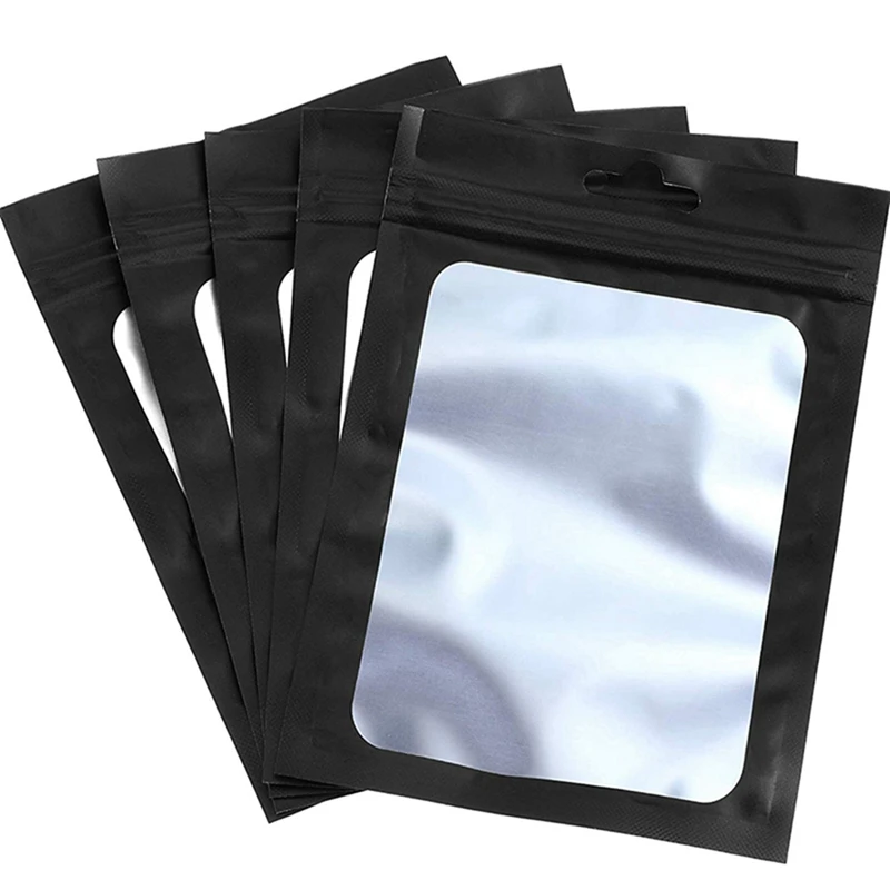 

1000 Pieces Resealable Food Storage Bags With Clear Window Coffee Beans Packaging Pouch For Food (Black, 2.4 X 4 Inch)