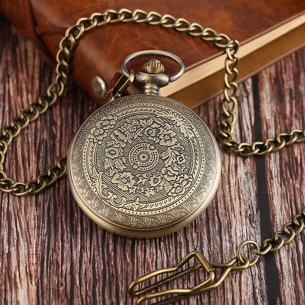 Bronze To My Grandson Quartz Pocket Watch I Love You Necklace Fob Watches Men Children's Day Kids Gifts Present with Hook Chain