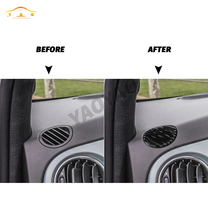 Carbon Fiber For Fiat 500 2012-2015 Car Dashbaord Upper Air Vent Stickers Car Interior Accessories