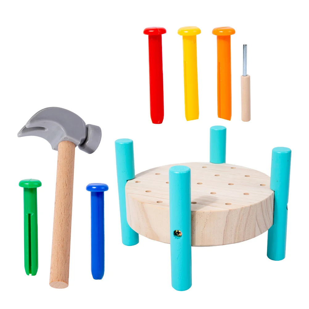 Plate-forme de martelage en bois bleu ciel pour bébés, jouets pour tout-petits, fournitures préscolaires