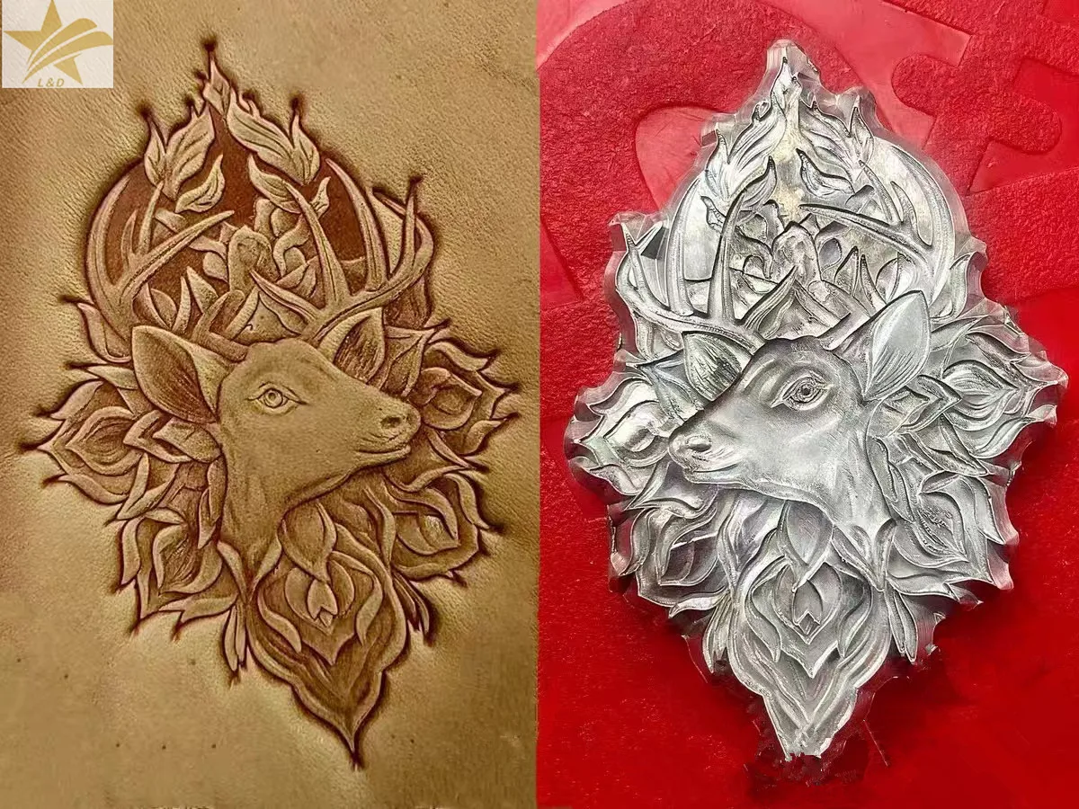 

3D Deer Head Leather Embossing Stamp Tool,Leather Craft Carving Stamps Cold Stamping Heat Stamp Custom Logo Pressing Molds