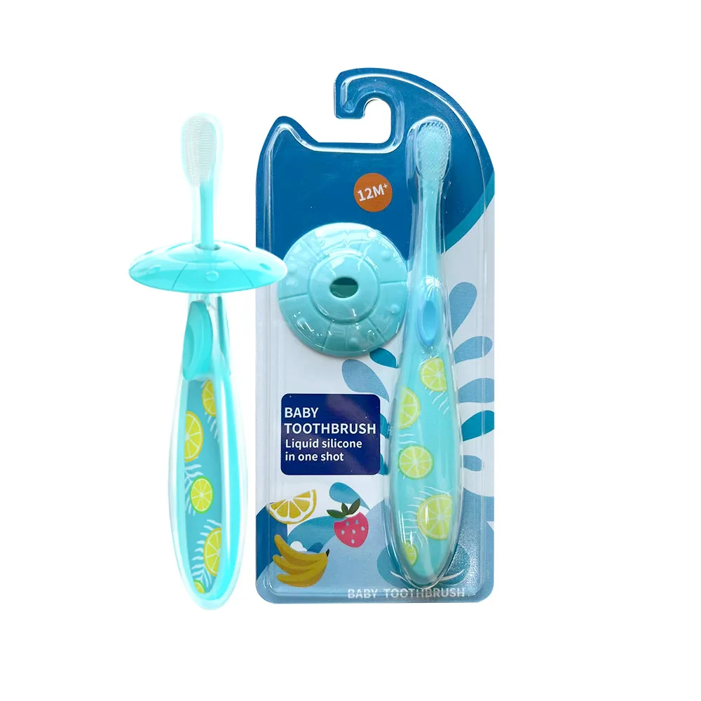 Wholesale  Oral Hygiene kids age 0-2 Cartoon Umbrella Shape Manual Soft Silicone Baby Kids Training Toothbrush