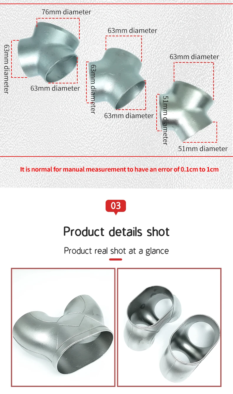 Autoteile 304 Edelstahl Y-Typ R-Typ Dreieck T-Stück 51 mm63mm76mm geschweißtes Rohr Auspuffrohr geschweißtes Schall dämpfer Verbindungs rohr – Detail 7