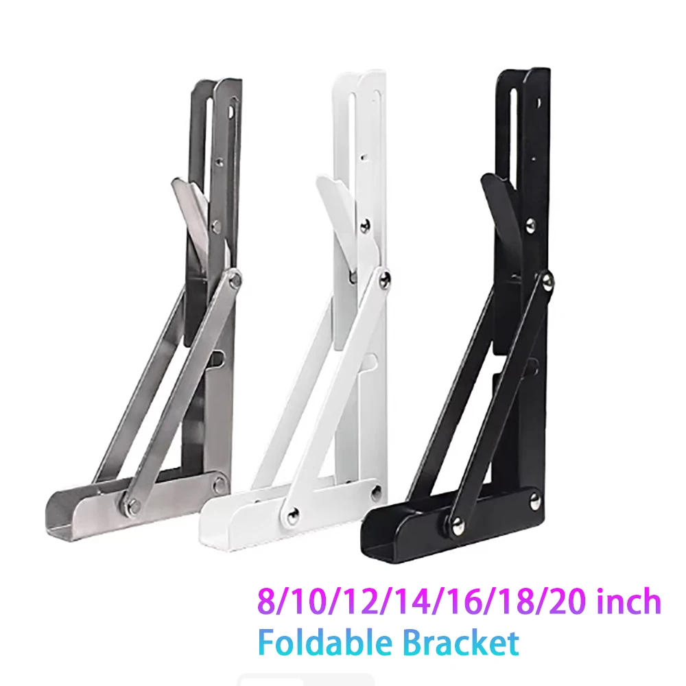 

2Pcs 8/10/12/14/16/18/20 Inch Cold-rolled Steel Tripod Bracket L-Shaped Thickened Angle Bracket Foldable Right Angle Bracket