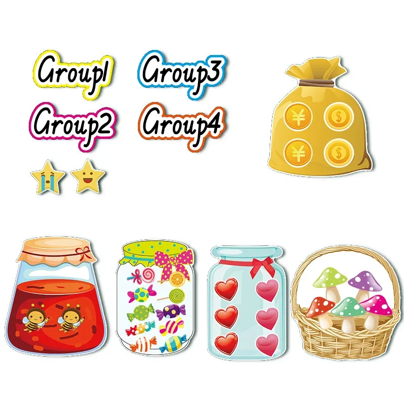 11pcs Set Rewritable Basket Fishbowl Tree Magnetic Sticker Toy English Classroom Team Games Learning Educational Teaching Aids