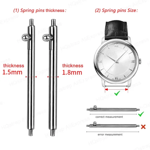 Imagen 2 del producto 20 piezas correa de reloj pasador de resorte de liberación rápida barras de resorte de acero inoxidable 304 pasadores de enlace de correa para 12-24mm 18mm 20mm 22mm 1,5mm 1,8mm