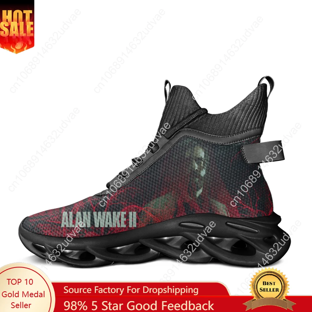 

Alan Wake 2, высокие кроссовки на плоской подошве, мужские и женские спортивные кроссовки, высококачественные кроссовки на шнуровке, сетчатая обувь, обувь на заказ