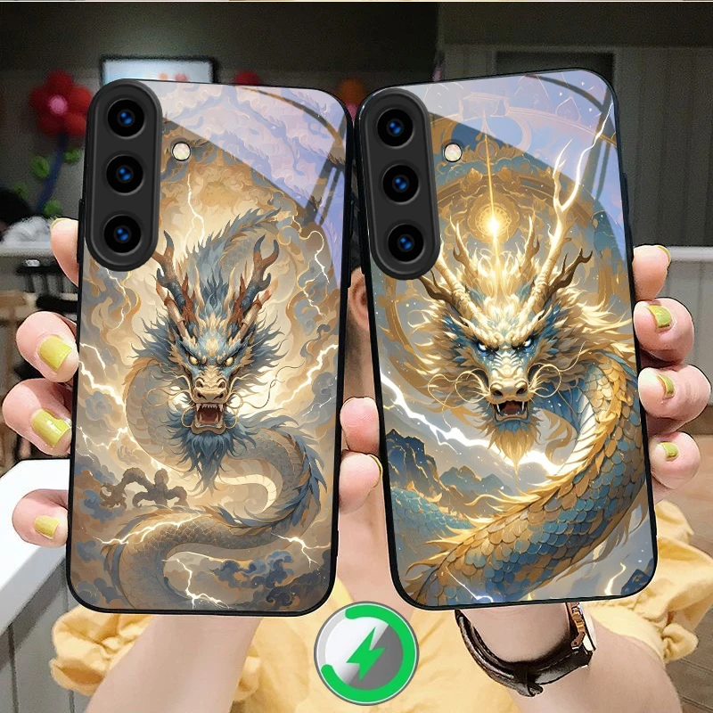Thunder Cloud Sea Dragon suitable for Samsung Galaxy S26 S20 FE S21 S22FE S23 Plus 24 Ultra S25 Edge S24Ultra Glass Phone Case