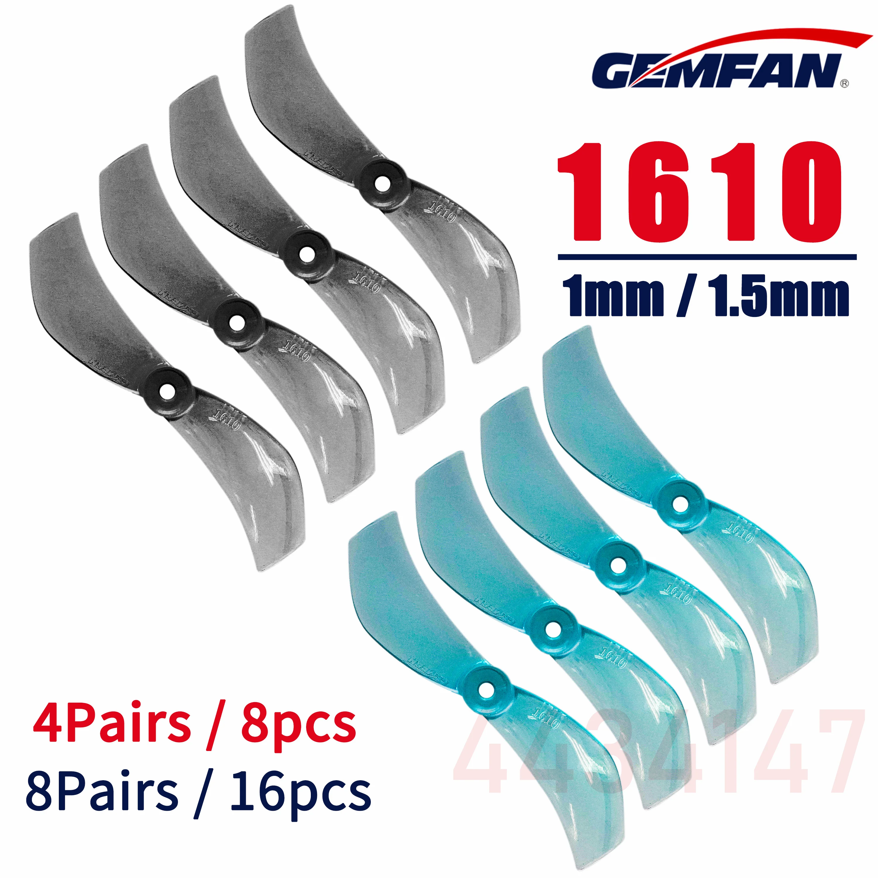 8Pairs 16PCS Gemfan 40MM 1610 2-Blade PC Propeller 1mm 1.5mm for RC FPV Freestyle Tinywhoop Micro Drones Replacement DIY Parts